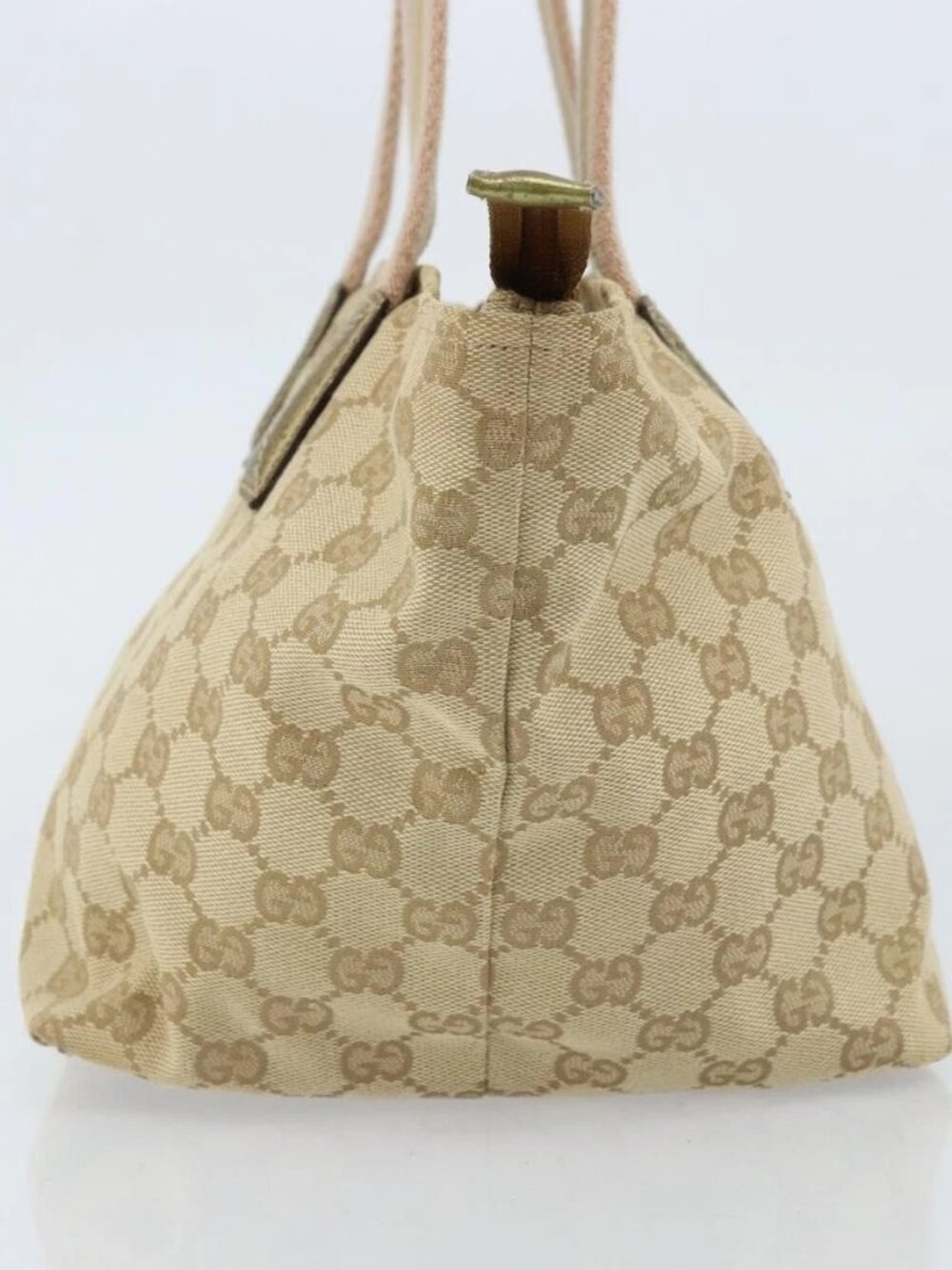 GUCCI GG Canvas Hand Bag Beige Gold 131228 Auth gh1835 - Picture 5 of 16